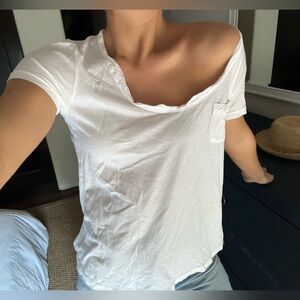 James Perse Womens White Stretch Jersey Short Sleeve Tee in Size 1